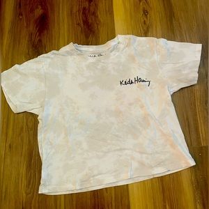 Vintage 90s style Keith Haring Graphic Womens Cropped tye dye tee.